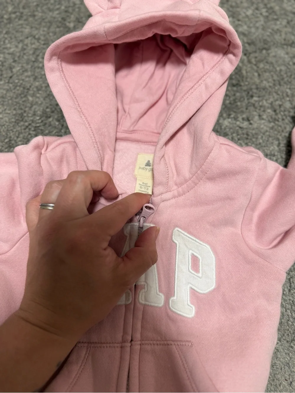 GAP Baby Bear Sweatshirt Bodysuit Pink Size 6-12 Month